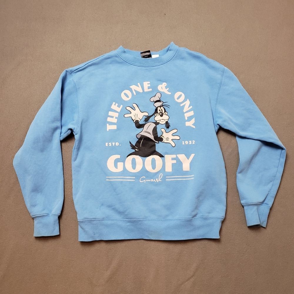 Disney Crewneck Blue Goofy Pullover sweatshirt sweater, Size Small